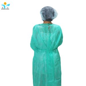 Disposable Green PP SMS Non Woven Medical Gown Isolation Clothes