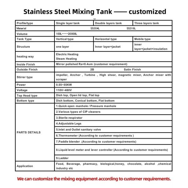 Jacketed Electric Steam Stainless Steel Mixing Tanks Vessel 2000 Gallon