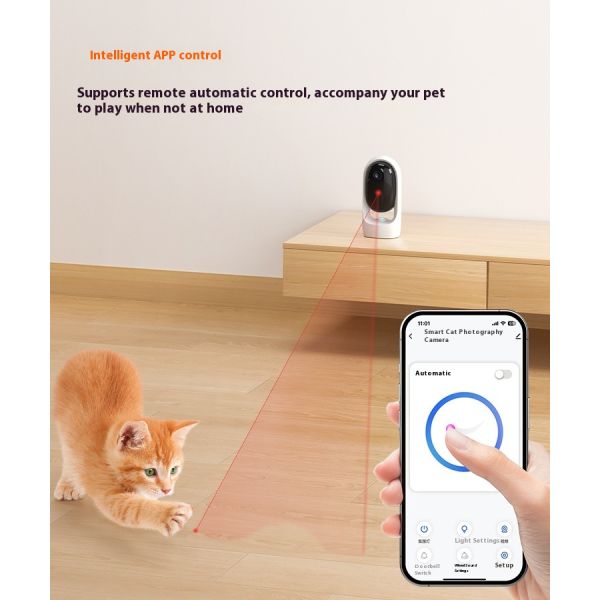 WiFi APP Remote Control Pet Camera Night Vision Motion Detection Alerts Eco-Friendly Flying Discs Interactive Cat Laser Toy