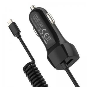 China OEM 5V 3.4A Mobile Phone Car Charger With Spring Coiled Cable on sale