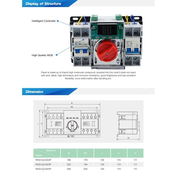 Intelligent Good quality 63A LED display dual(double) power automatic transfer switch in changeover switch