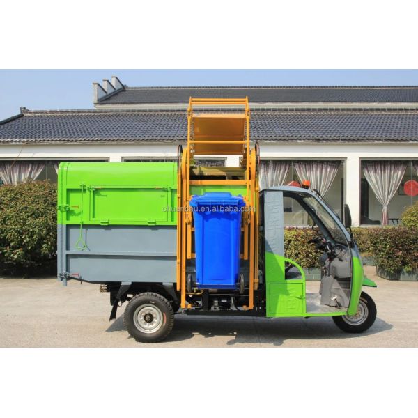 Pure Electric Small Mini Side Loader Tricycle Garbage Truck