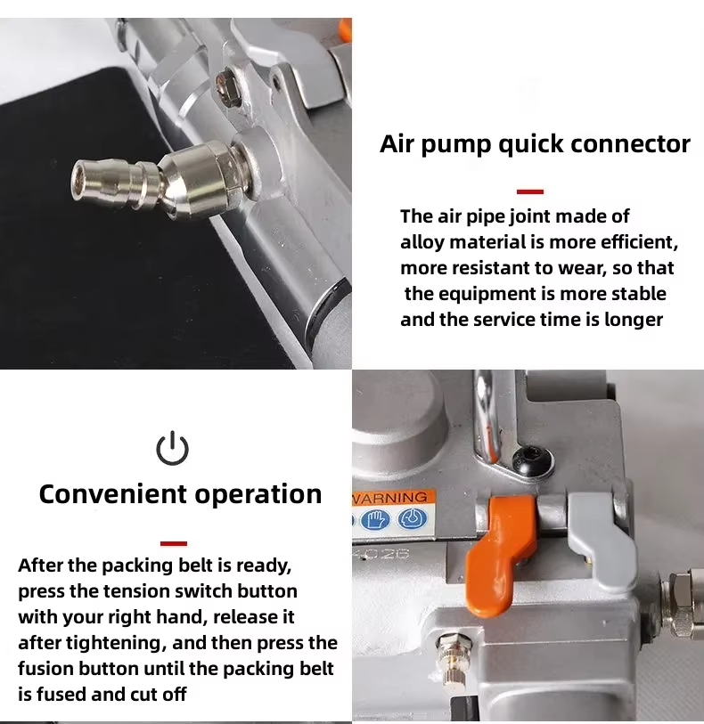 Hand-Held PP PET Strap Pneumatic Strapping Machine Use On Cartons Pallets Heavy Cargo