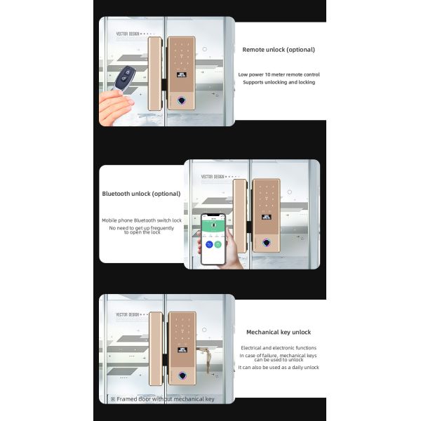 Wireless Sliding Glass Door Smart Lock FCC Front Door Smart Lock