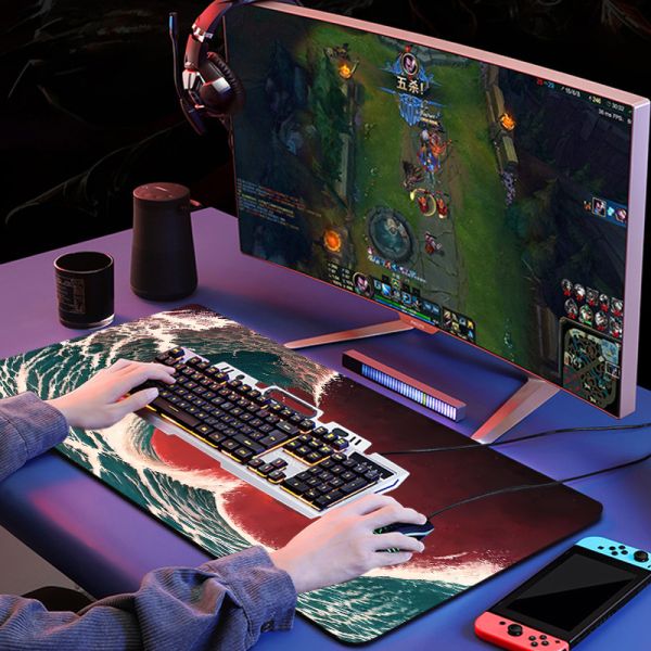 Custom Wave Mousepad Gaming Mauspad 40X90 Rubber Desk Mat for Improved Precision