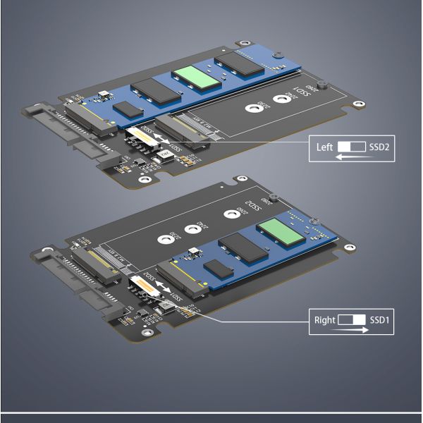 Dual M.2 NGFF Key B to SATA III Adapter for SSD Expansion