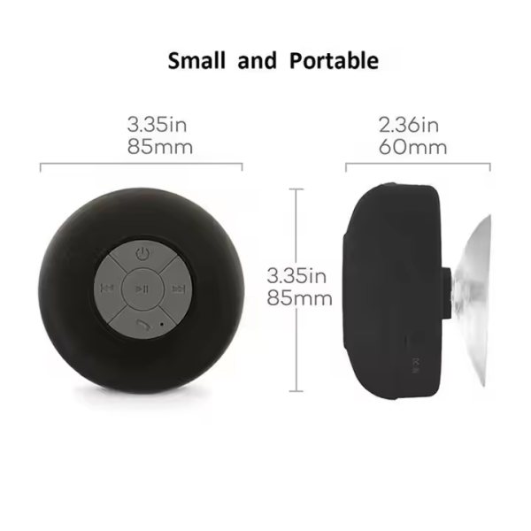 Portable Mini Wireless BT Speaker Bathroom Stereo Sound Box Suction Cup Waterproof Speaker IPX4