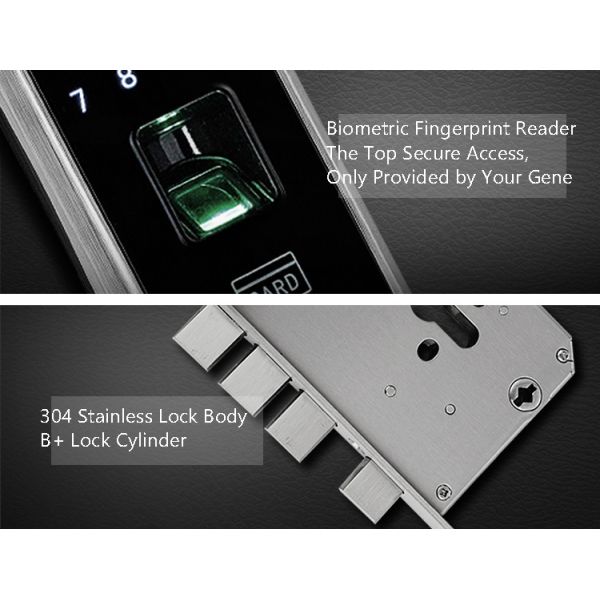 OLED Display Fingerprint Door Lock Touch Screen Digital Intelligent 4x AA Batteries