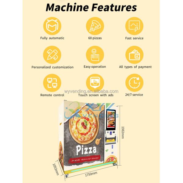 32 Inch Touch Screen Coin Banknote Qr Code Self-service Elevator Pizza Vending Machine Automatic