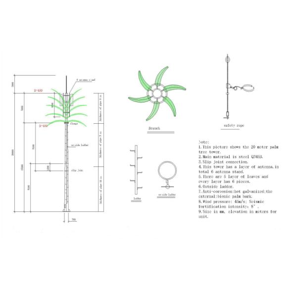 Artificial Palm Tree Trunks 4g Antenna Mast