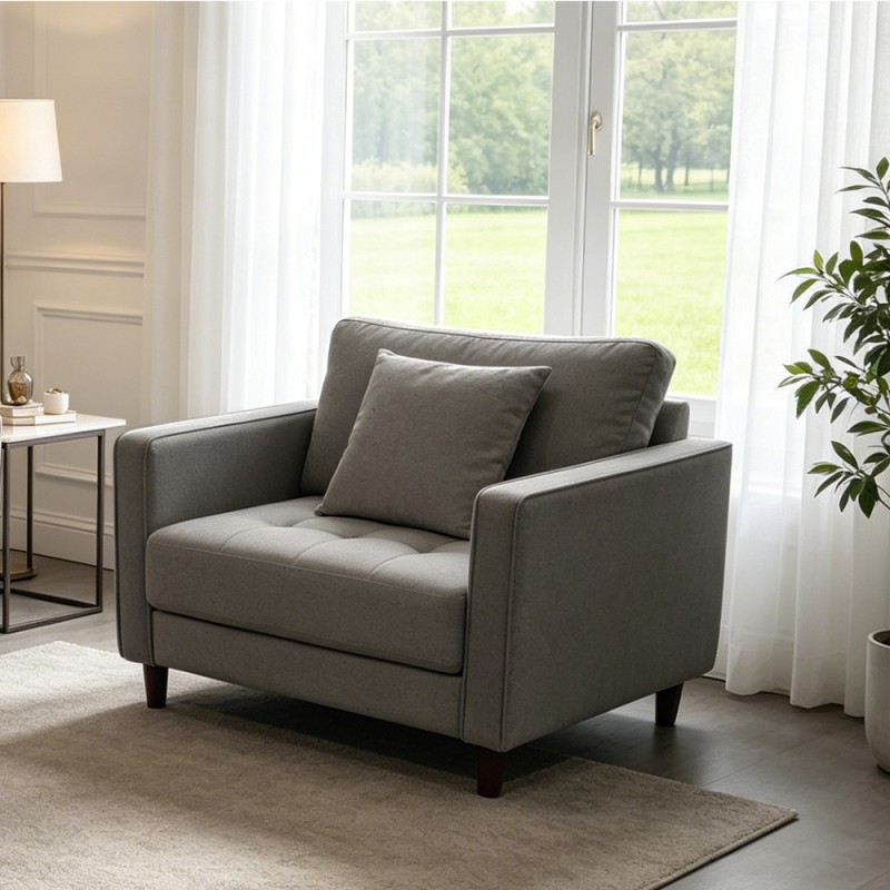 3 Piece Sofa set with Pillows, Gray Fabric