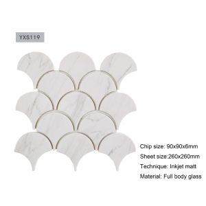 Wholesale Fan Shaped Glass Mosaic Tiles 260x240mm Inkjet Matt Finish from china suppliers