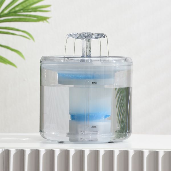 2.6L Fully Transparent Eco-Friendly Silent Charge Rounded Water Dispenser Stylish Plastic Automatic Pet Cat Dog Bowls Feeders