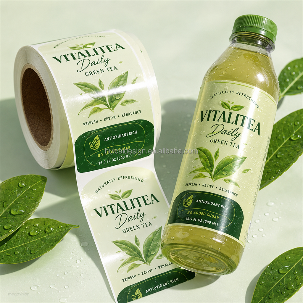 Custom White Transparent Orange Juice Bottle Label Waterproof Beverage Sticker Food Grade Adhesive Bottle Label Printing