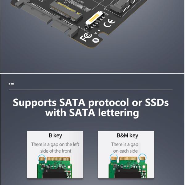 M.2 SSD to 2.5-inch SATA3 Enclosure for NGFF Key-B and mSATA