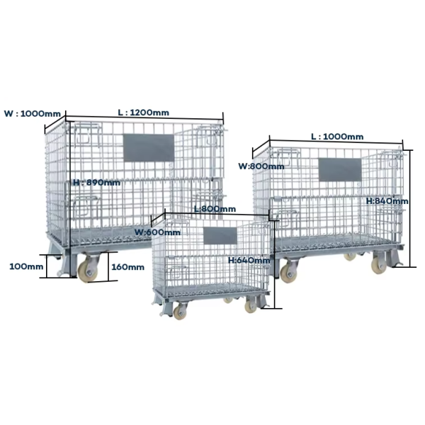 Warehouse Wire Container Storage Mesh Pallet Cages Heavy Duty Iron Frame