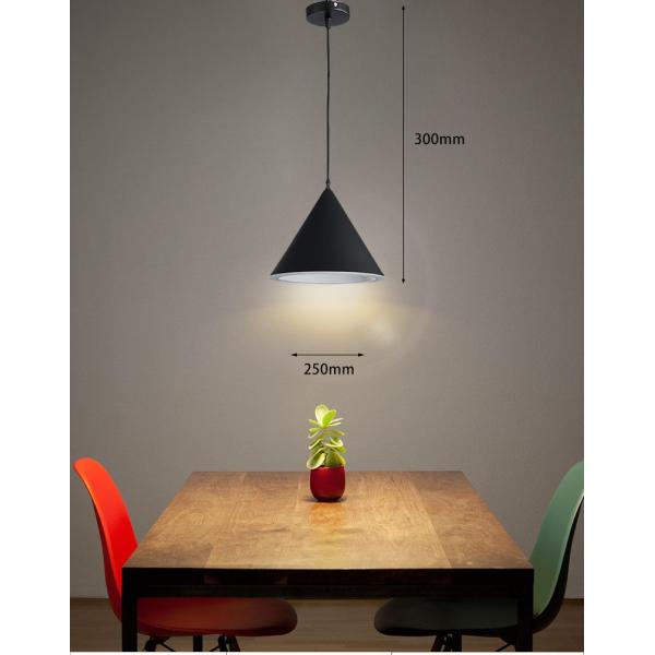 Conical Single Head Black Hanging Lights 250mm For Living Room