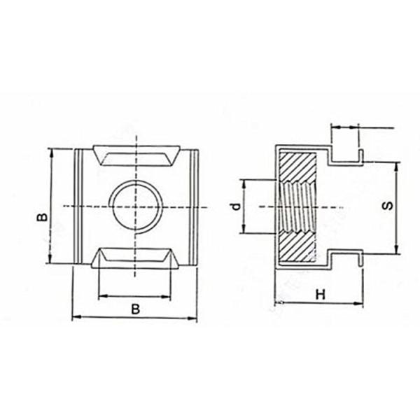 A2 A4 Square Lock Spring Stainless Steel Cage Nuts For Electrical Box