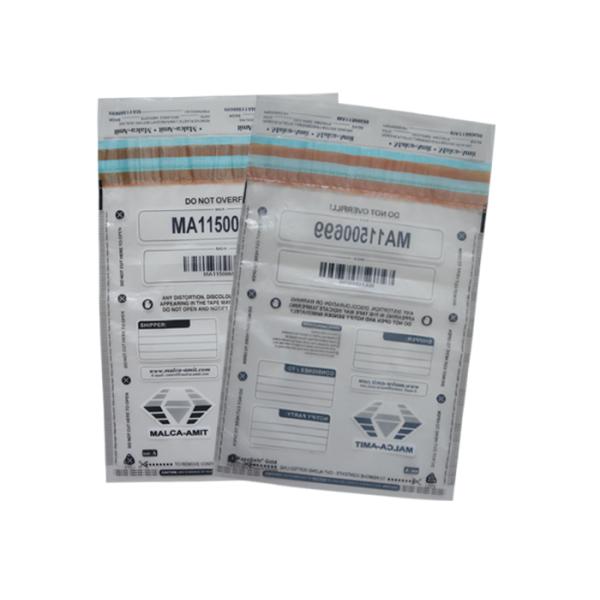 Custom Logo Printing Serial Number Tamper Evident Security Bags / Self - Seal Postal Bags For Bank