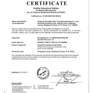 Yuhong Group Co.,Ltd Certifications