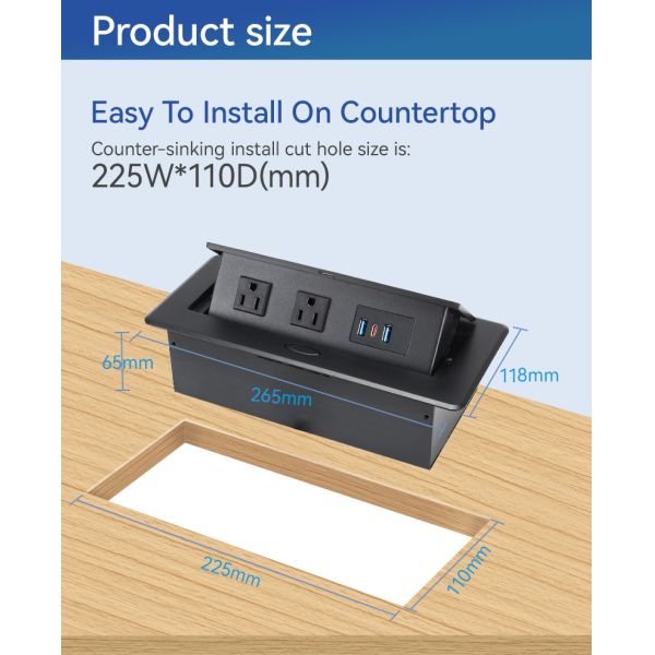 Rectractable Tabletop Pop Up Floor Outlet Desk Socket Box UL Certified