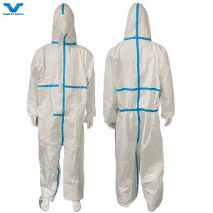 China VPT634 Cat 3 Type 4 5 6 Heat Sealed Tape Seam Disposable Coverall with CE Certificate on sale