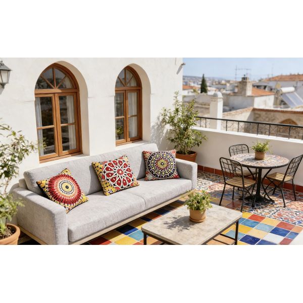 Middle Eastern Mediterranean Style Printed Velvet (California) Fabric for Sofa