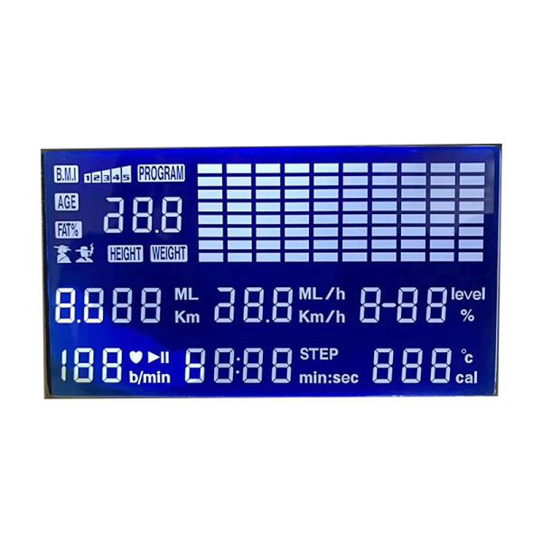3.3V Custom 7 Segment LCD Display HTN Blue Negative White Characters 12 O'Clock Viewing