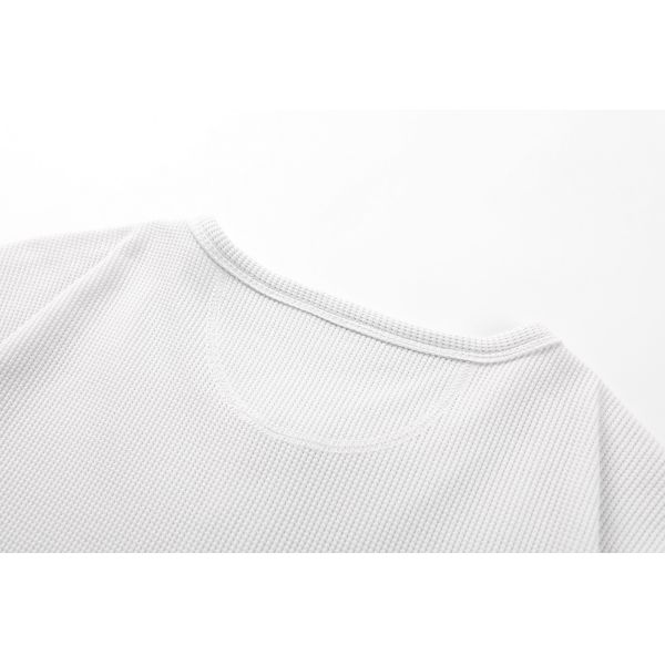 Minimalist Waffle O-Neck Regular Fit Solid Knitted Printed Cotton-Polyester Vintage T-shirt for Men's Autumn Casual OEM