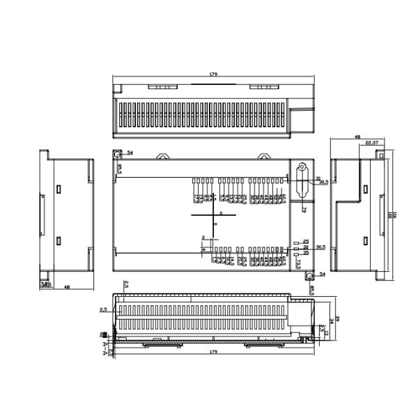 Black Plastic PLC Din Rail Enclosures 179*100*48mm For Relay PCB Electronics Housing