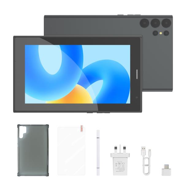 C idea 7 inch Wifi Tablet with Case 8+256GB Storage Quad Core Processor 600x1024 IPS Touchscreen CM524 gray