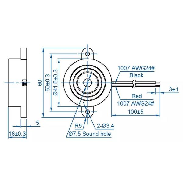 DC 9V-24V 90dB Lead Wire Active Piezo Electronic Alarm Buzzer