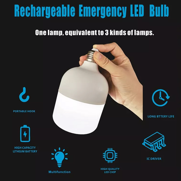 AC 165-265V E27 Emergency LED Bulb With Hook T Shape Practical
