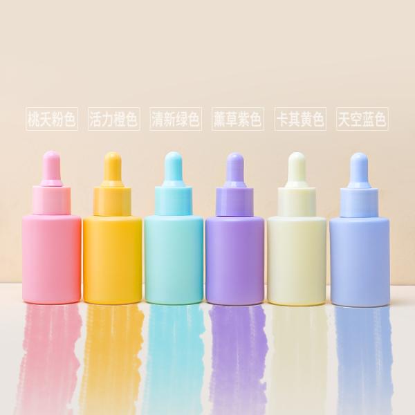 150g Pink Blue Oil Dropper Glass Bottle Cylinder Round Shape