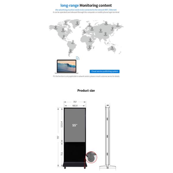 55 Inch Interactive Infrared Touch Screen Kiosk With 8GB ROM