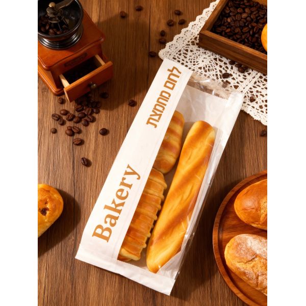 Customized Window Flat Satchel Kraft Paper Bag With Clear WindowUse For Bakery Bag Bread Bag Food Bag