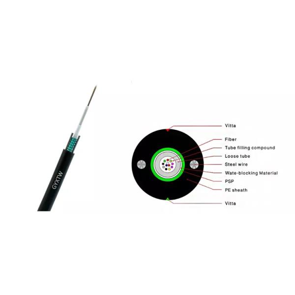 Aerial Single Mode Fiber Optic Cable GYXTW 12F Armoured Optical Fiber Cable