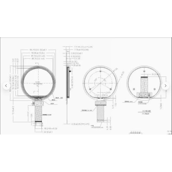 Factory Direct Sales 3.6-Inch 900CD/M2 LCD Resolution 544*506 Round Screen Module