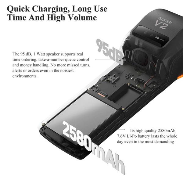 Restaurant 4G Mobile Payment Android POS Terminal With Printer 1.3GHZ Quad Core