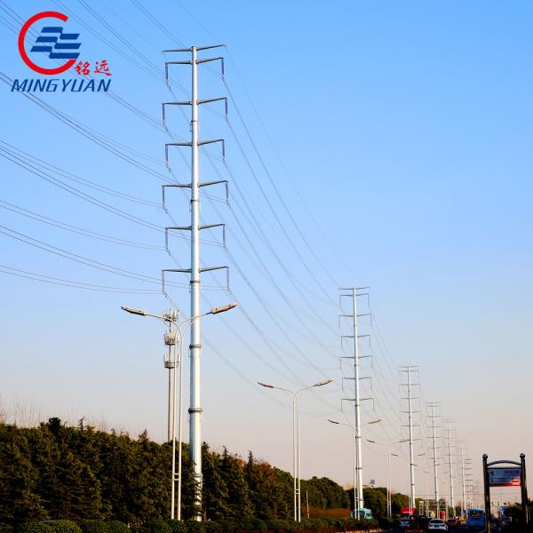 Galvanized Q355b Telecommunications Monopole Cell Tower Q235b