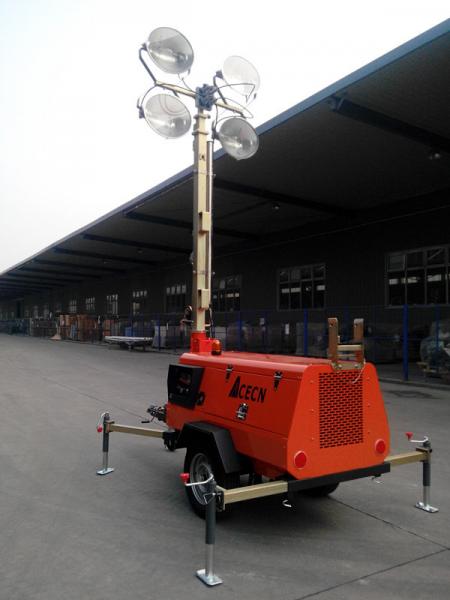 Quality 9m 4*1000W Mobile Light Tower GTLT09TN4000 with Kubota Engine Manual Operation for sale