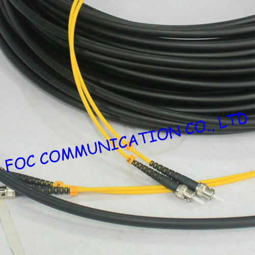 Outdoor Fiber Optic Patch Cord Armored SMA Black Jacket UV Resistant FTTH Use