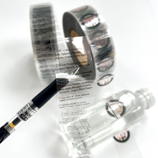 Custom Personalized Transparent Water Label Roll Sticker Self-adhesion Clear Water Juice Bottle Packaging Label Sticker