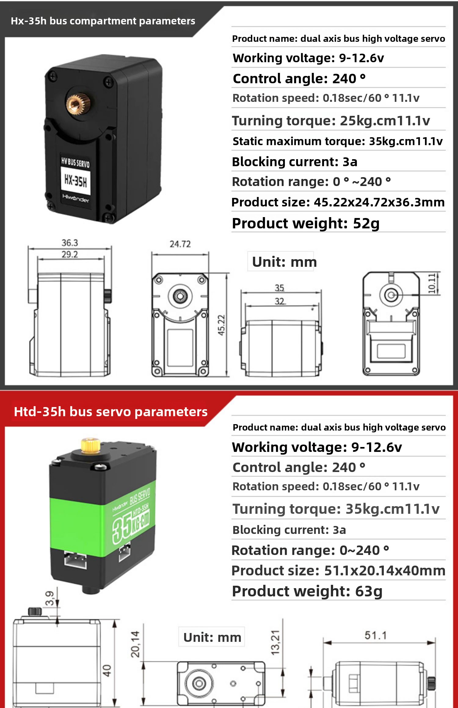 20KG High Precision Dual Axis Robot Servo Smart Bus Servo High Torque Feedback Metal Serial Port Drone Racing Drones Accessories