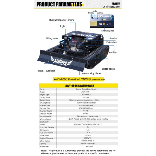 US Spot Upgraded Reinforced Crawler Remote Control Mower, Widened Cutting Coverage, Suitable for Hilly Lawn Mowers