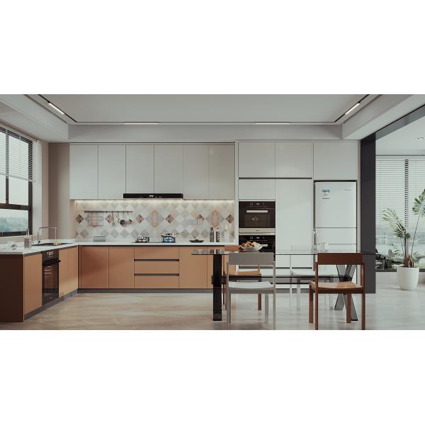 Minimalist Flat-Panel Melamine Board Kitchen Cabinet Set, Base & Wall Cabinets