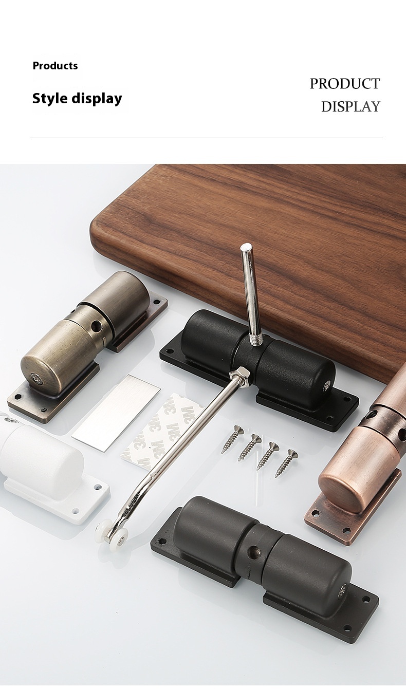 Modern Aluminum Alloy Door Closer with Adjustable Buffer Pulley Automatic Closing Light Spring for Hotels Small Steel Design