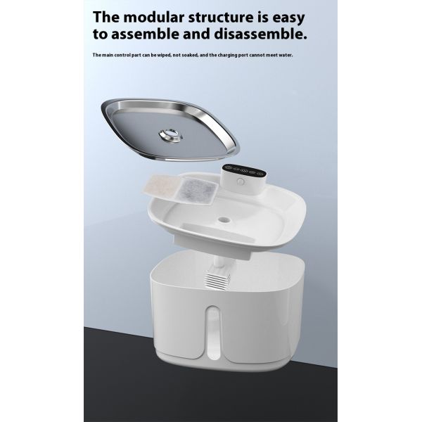 Smart Eco-Friendly Automatic Wireless Cat Dog Drinking Bowl Feeder Stainless Steel Pet Water Dispenser Silent Filter Charging