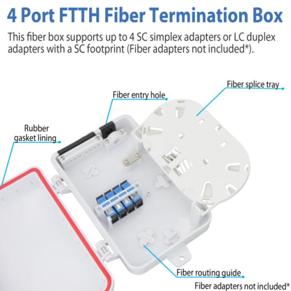 UV Weather Resistant Rackmount 4 Port FTTH Fiber Termination Box for Outdoor Use