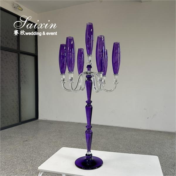 Wedding Flooring Decoration Tall Gold Flower Stand With Candle Holder Centerpiece